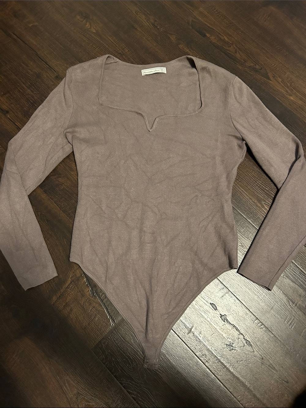 Abercrombie & Fitch Long Sleeve Bodysuit in Taupe Browb